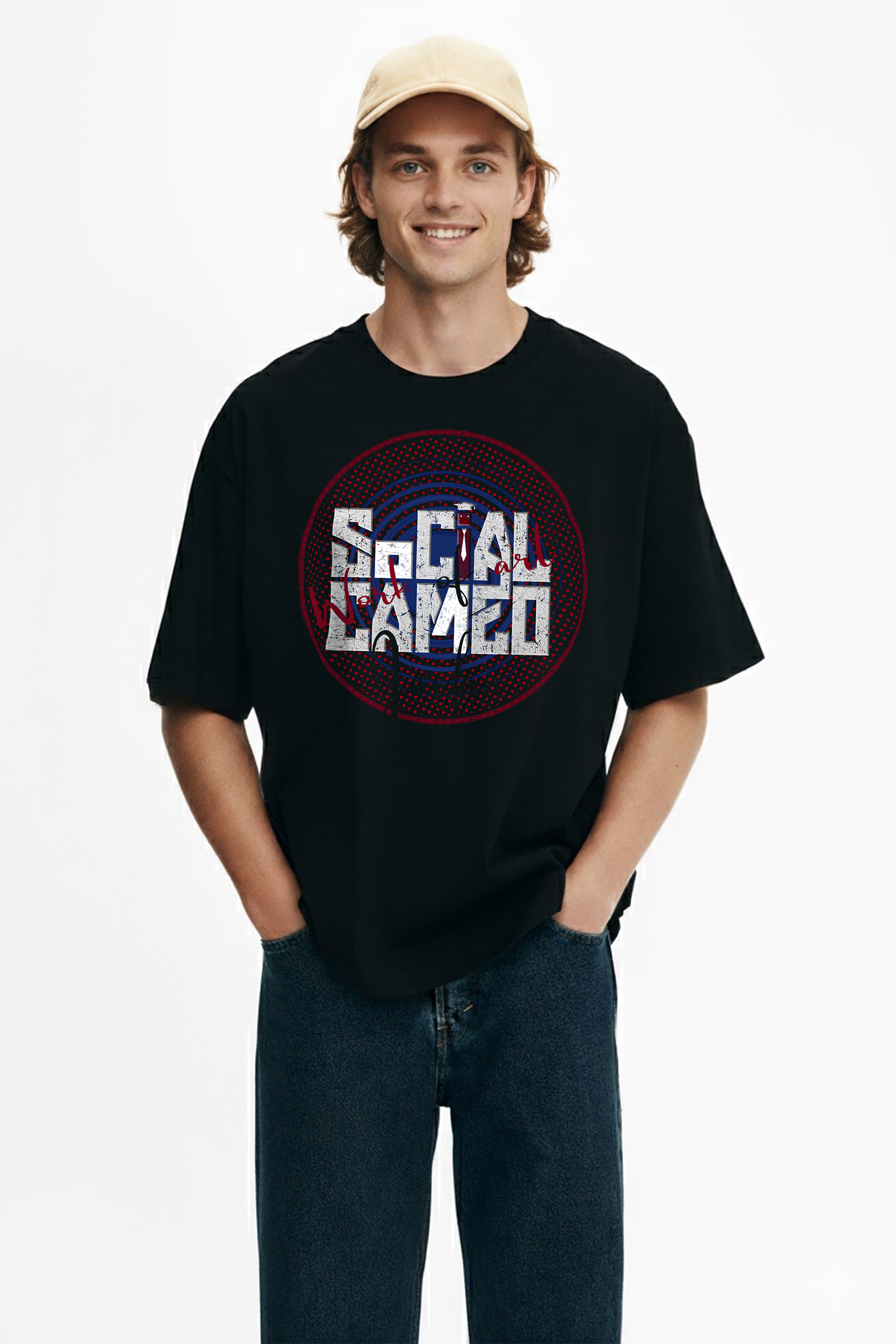 Retro Social Camouflage Graphic Tee || OVERSIZED